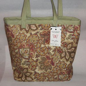 NWT Large Tote Bag Tan Red Green